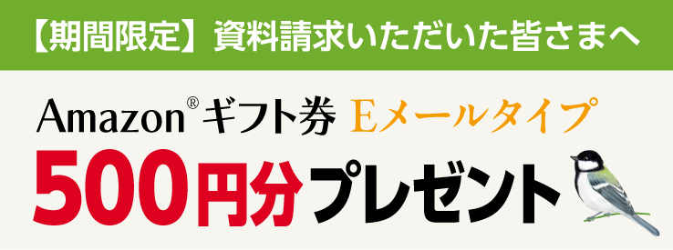 資料請求頂くと Amazonギフト券 500円分プレゼント