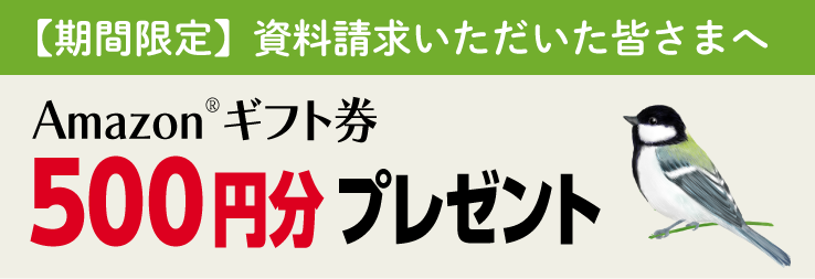 資料請求頂くと Amazonギフト券 500円分プレゼント
